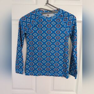 Kids REI Blue and Red Geometric Base Layer